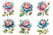 Whimsical blue rose Clipart, an Illustration by Designworld (Thumbnail 3 of 8)