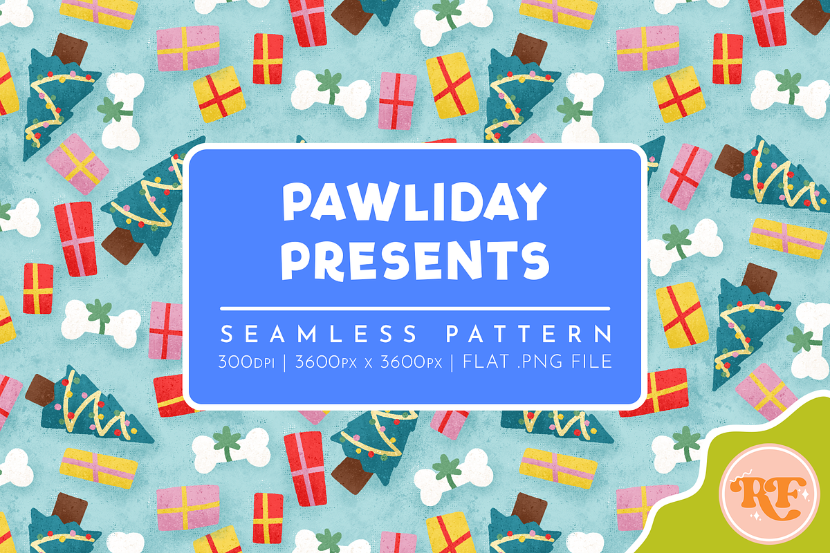 Christmas Dog Bones Gifts Pattern, a Pattern Graphic by Rebecca Flaherty (Photo 1 of 3)