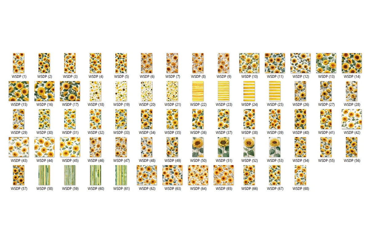 Watercolor Sunflowers Digital Paper, a Decorative Illustration by HubbaDigitals (Photo 2 of 3)