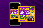 Yellow Mardi Gras Greeting Card, a Card Template by graphicook (Thumbnail 4 of 4)