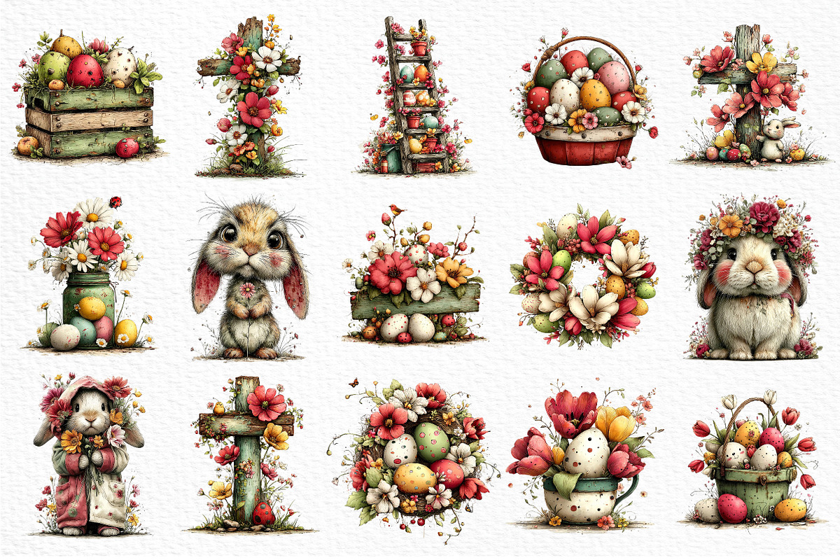 Farmhouse Easter Decor Clipart, an Illustration by Craft Nest (Photo 6 of 11)