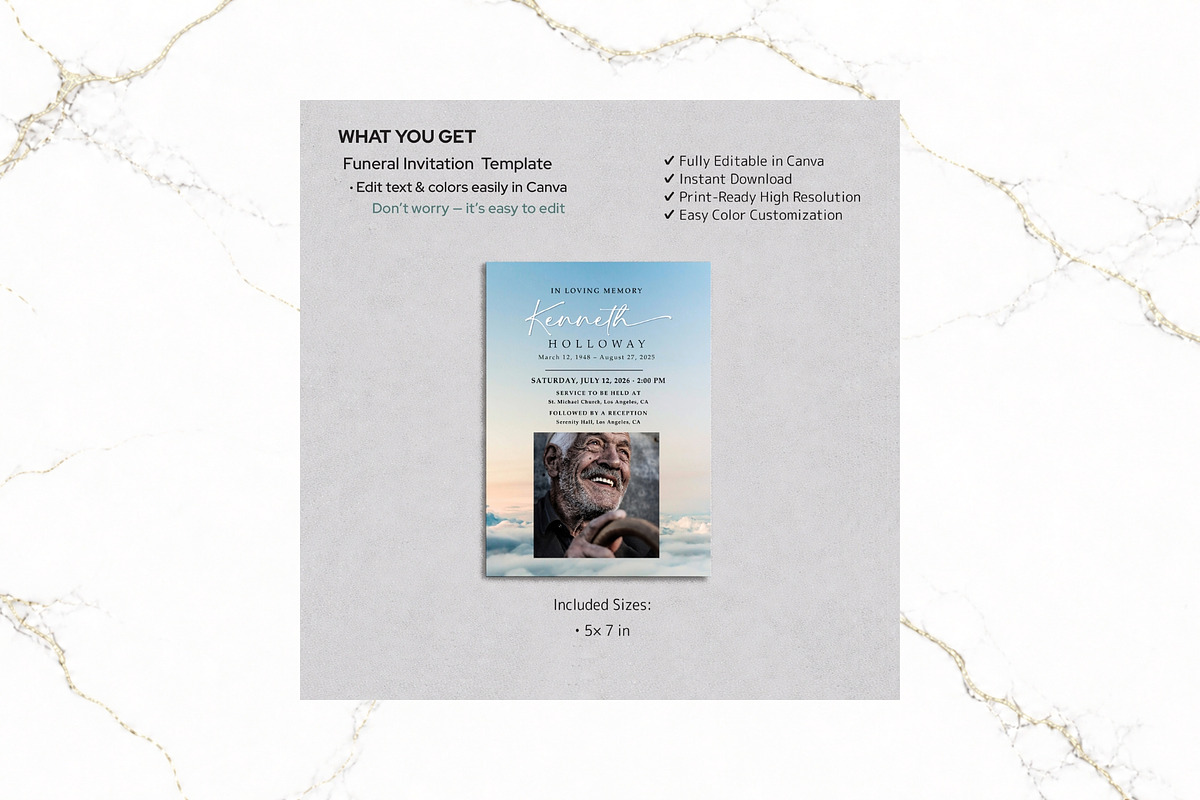 Funeral Invitation Canva FR011, an Invitation Template by TyphoonStudio (Photo 2 of 7)