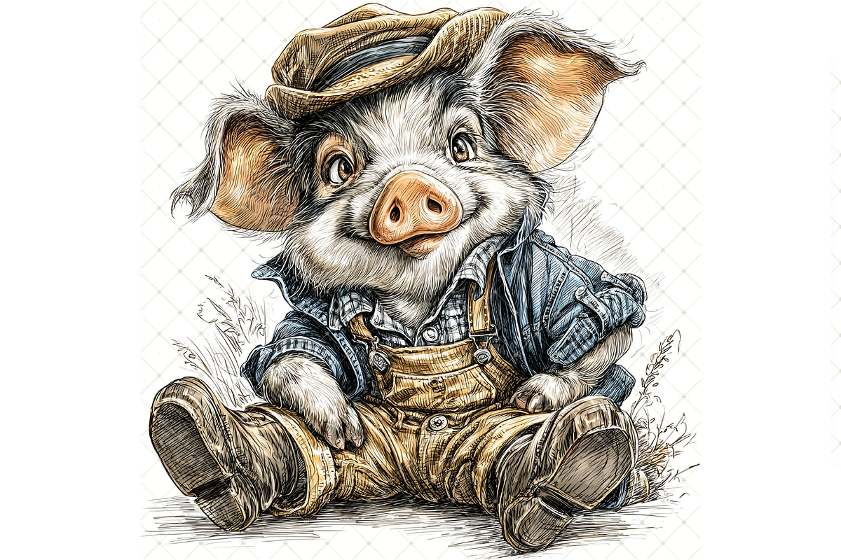 Piglet In Outfit Clipart JPG, an Animal Illustration by Memories By Lea (Photo 16 of 20)