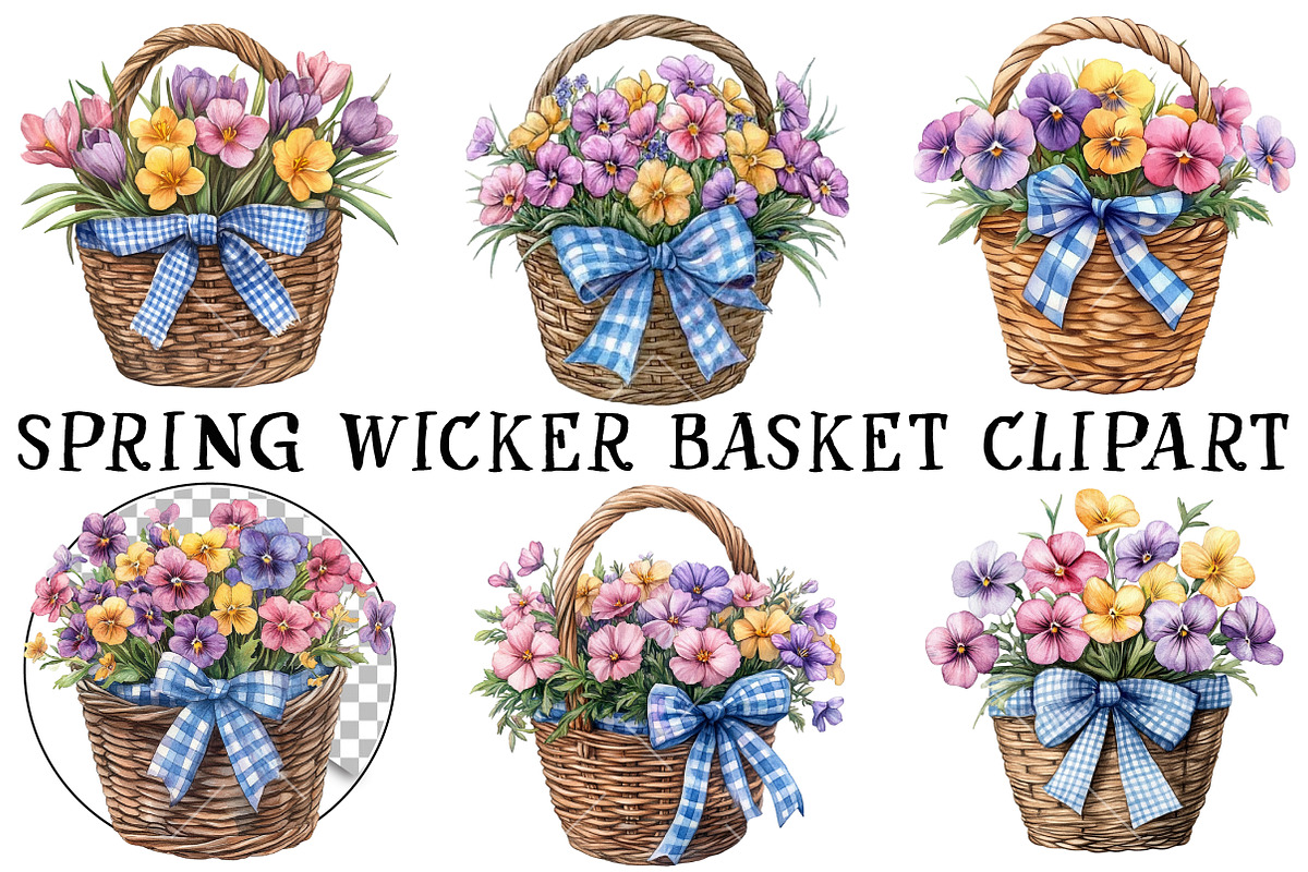 Spring Wicker Basket Clipart, an Illustration by OK Design (Photo 3 of 6)