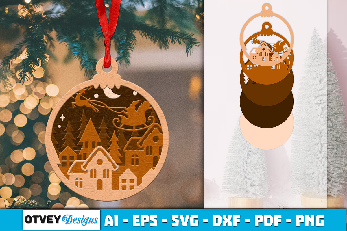 Christmas Scene Ornaments Layered, a Decorative Illustration by OTVEY DESIGN (Photo 3 of 13)