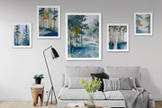 Blue Forest Landscape Art, a Decorative Illustration by Housui Patterns (Thumbnail 9 of 12)