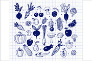 Fruits and vegetables doodles, a Food Illustration by Elina_Li (Thumbnail 5 of 20)