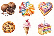 Sweet Treats Watercolor Clipart, an Illustration by OK Design (Thumbnail 5 of 5)