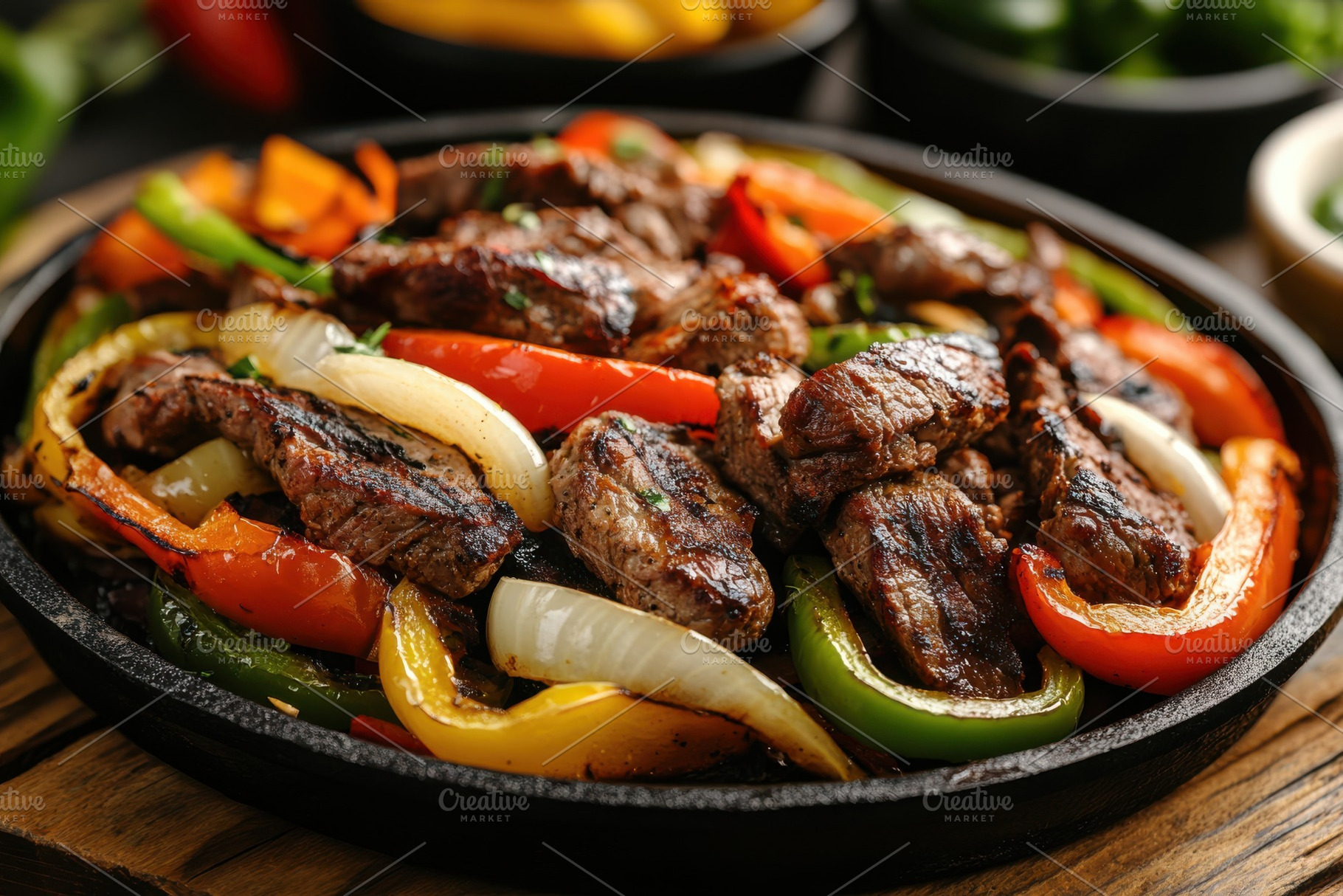 Grilled Steak Fajitas Sizzling Peppe, a Background Photo by Pixeness