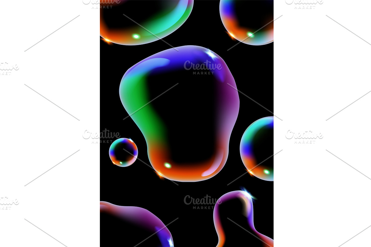 Glowing soap bubbles on black, an Illustration by the8monkey