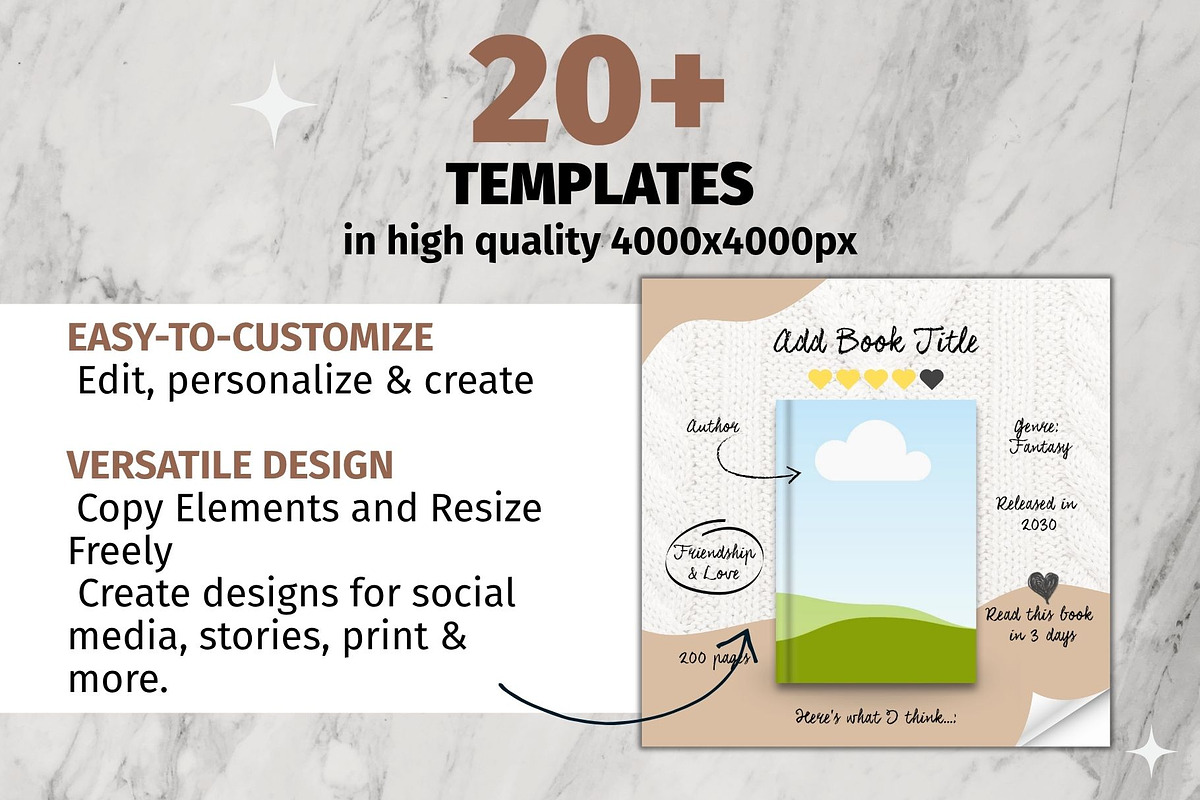 Bookstagram Templates Branding Canva, a Marketing Template by GraphiCarola (Photo 2 of 11)