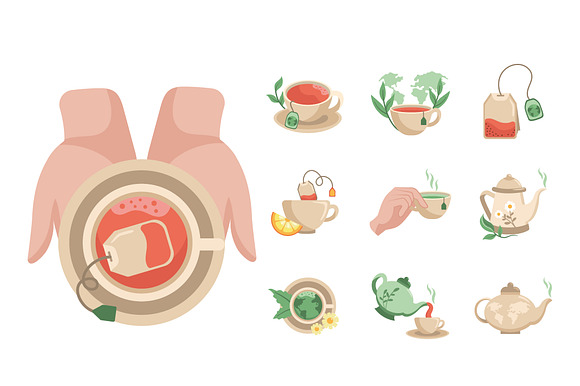 Tea Day Illustration Icons Set preview 2
