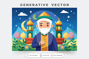 A cheerful figure stands proudly aga, a Graphic by SouravDesign