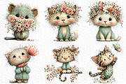 Whimsical Spring Cat Clipart Png, an Illustration by Craft Nest (Thumbnail 5 of 12)