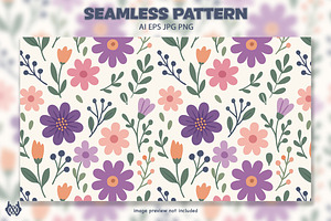 Purple Flowers - Pattern Background, a Pattern Graphic by NOX Labs