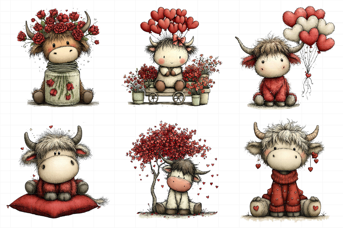 Valentine Highland Cow Png, an Illustration by Daily.Designs (Photo 6 of 8)