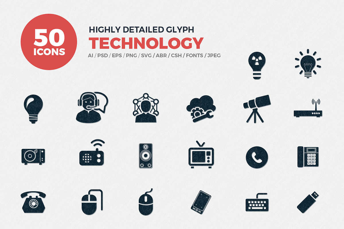 Glyph Icons Technology Set, a Solid Icon by Jumbo Icons (Photo 1 of 6)