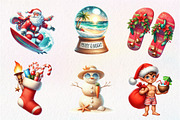 Summer Christmas PNG Watercolor, an Illustration by CreationArt (Thumbnail 3 of 9)