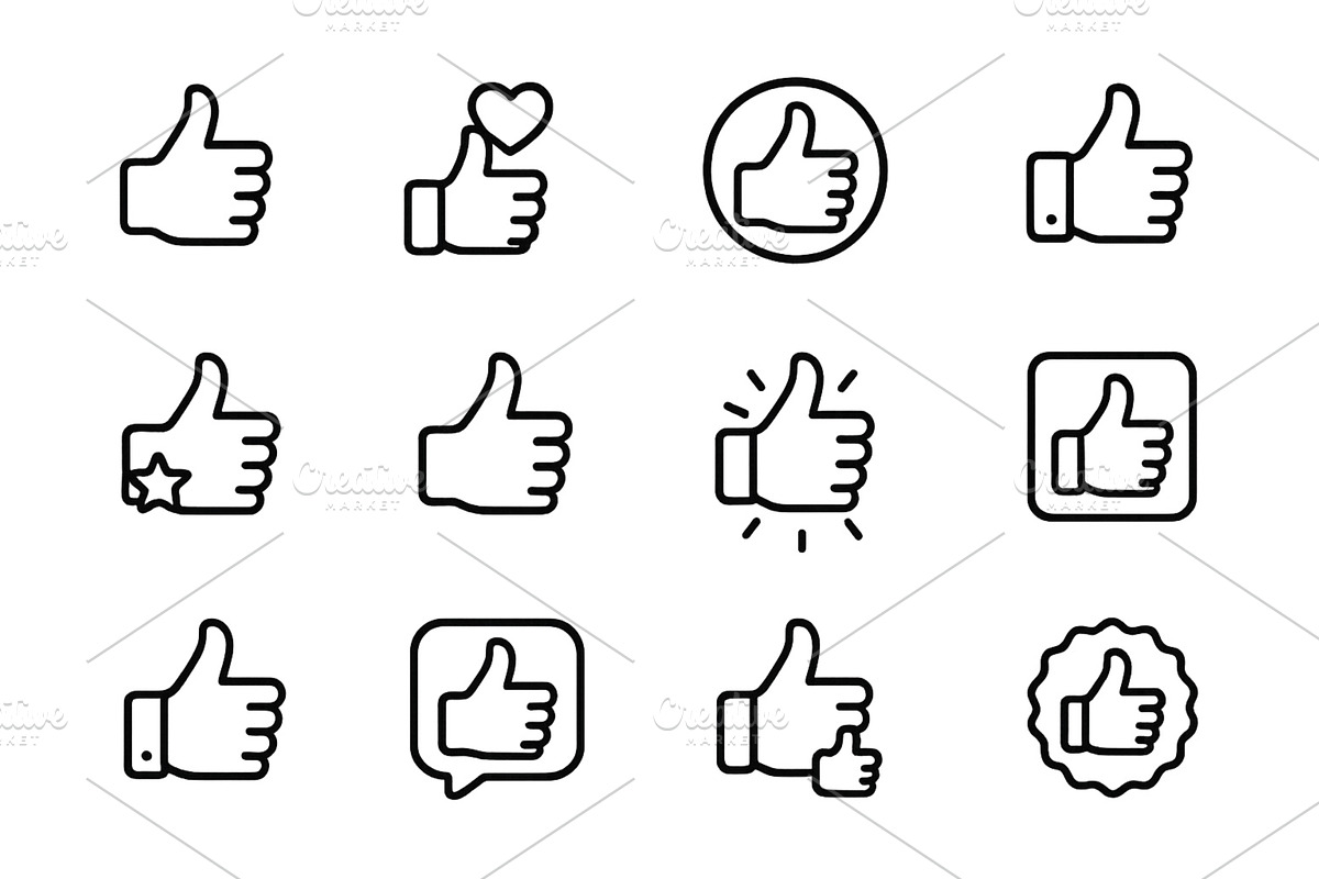 Various thumbs up icons in vector, an Illustration by ZinetroN