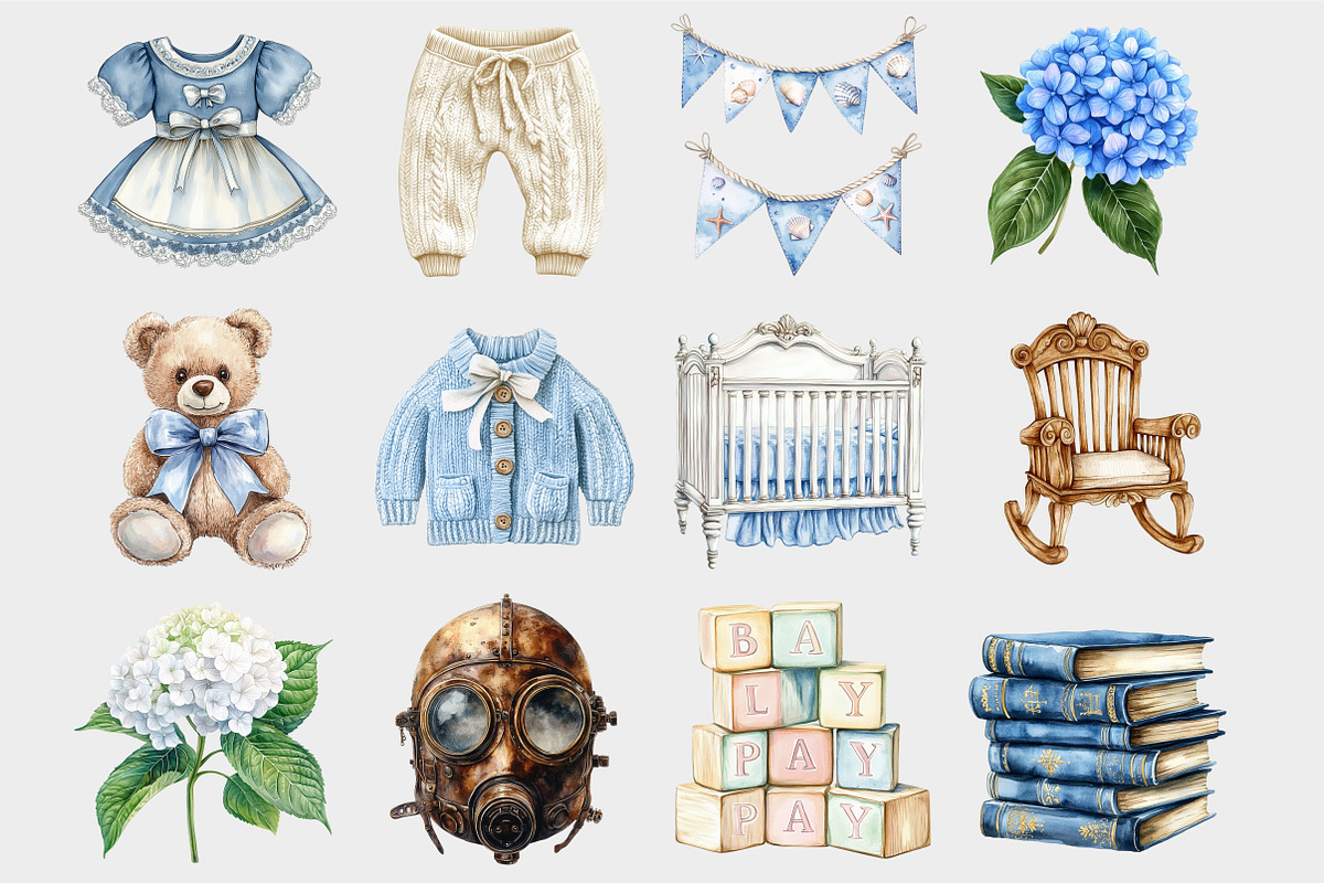 Watercolor Coastal Nursery Clipart, a Seasonal Illustration by Design Market (Photo 4 of 5)