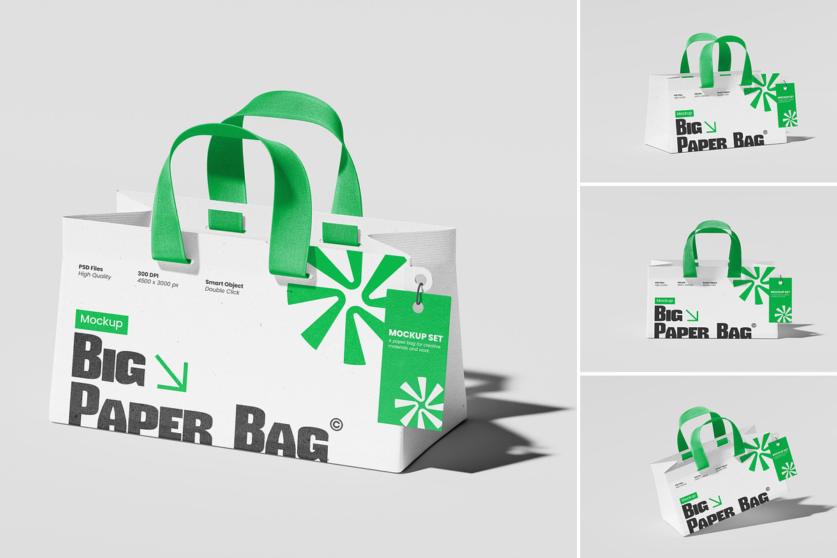 Big Paper Bag Branding Mockup, a Cups & Container Mockup by Eklip Studio (Photo 1 of 5)