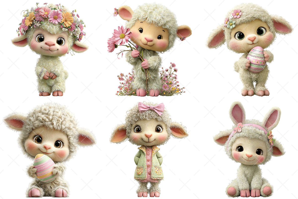 Whimsical Easter Lamb Clipart, an Illustration by Craft Nest (Photo 5 of 9)