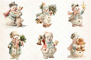 Whimsical Christmas Snowman Clipart, a Seasonal Illustration by Rose Art (Thumbnail 3 of 6)