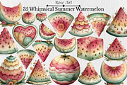 Whimsical Summer Watermelon Clipart, a Seasonal Illustration by Rose Art (Thumbnail 1 of 6)