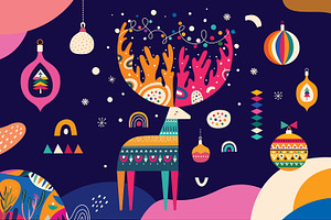 Magic Christmas deer, an Animal Illustration by MoleskoStudio