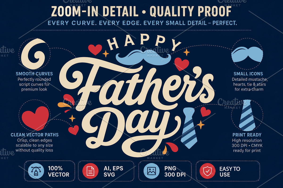 Happy Father’s Day Typography Bundle, an Object Graphic by ashek (Photo 4 of 5)