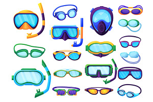 Swimming goggles and masks. Diving, an Illustration by LadadikArt