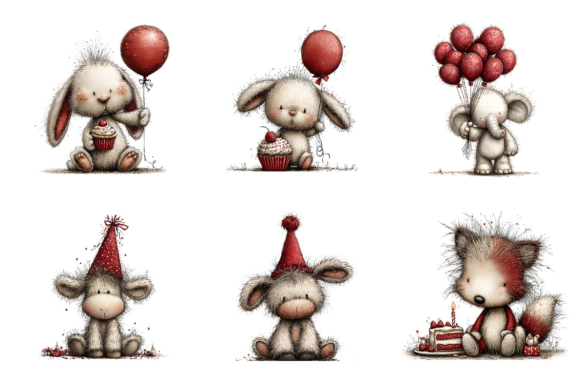 Quirky birthday party animals Png, an Illustration by SinaCreation (Photo 4 of 11)
