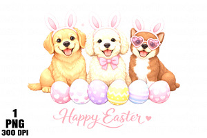 Easter Dogs Bunny Clipart PNG, an Illustration by Daily.Designs