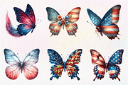 Watercolor 4th of July Butterfly Cli, an Illustration by CreationArt (Thumbnail 7 of 9)