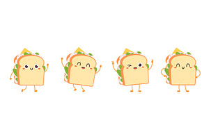Funny sandwiches characters, a Food Illustration by LadadikArt