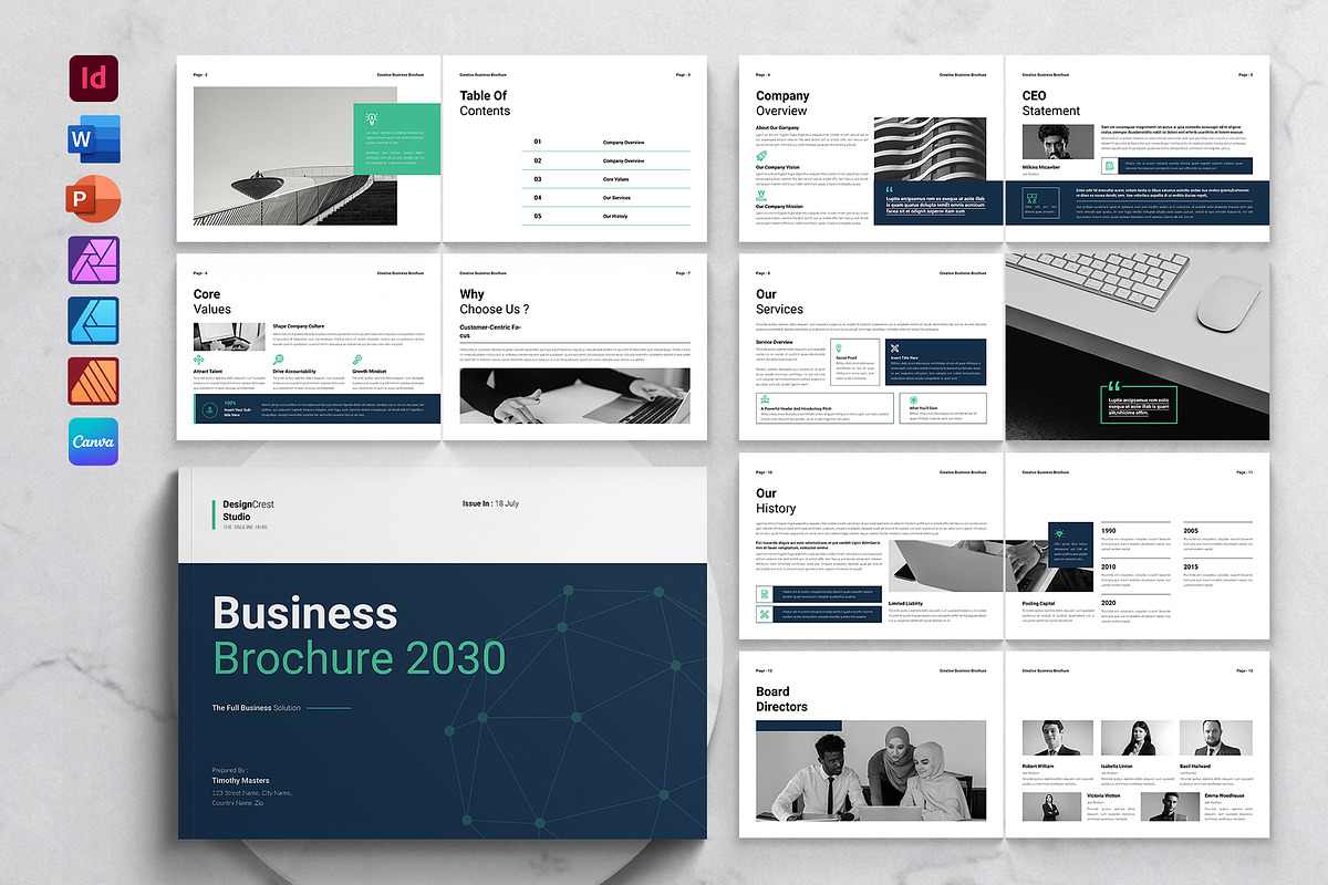 Business Brochure Template Landscape, a Brochure Template by DesignCrest (Photo 1 of 14)