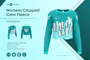 Women's Cropped Crew Fleece MockUps