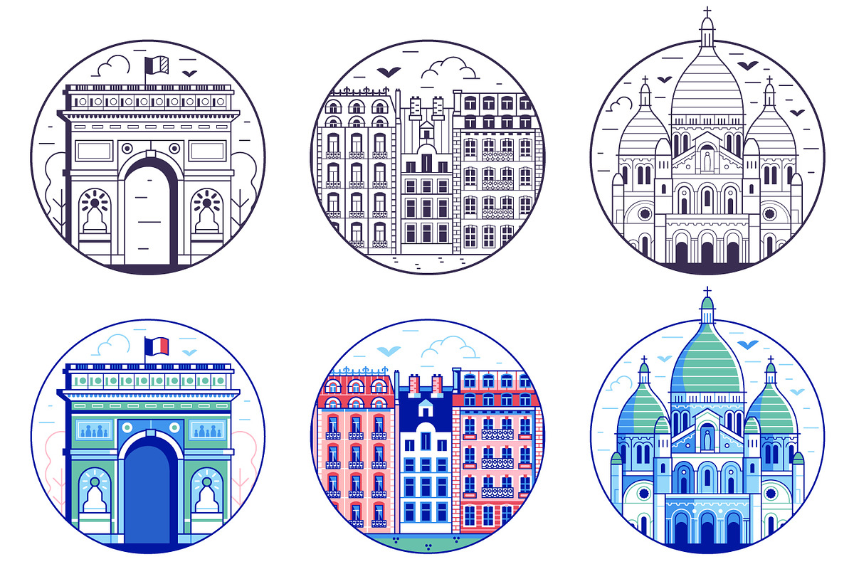 Paris Travel Icons and Patches, an Object Illustration by Alex Krugli (Photo 5 of 5)
