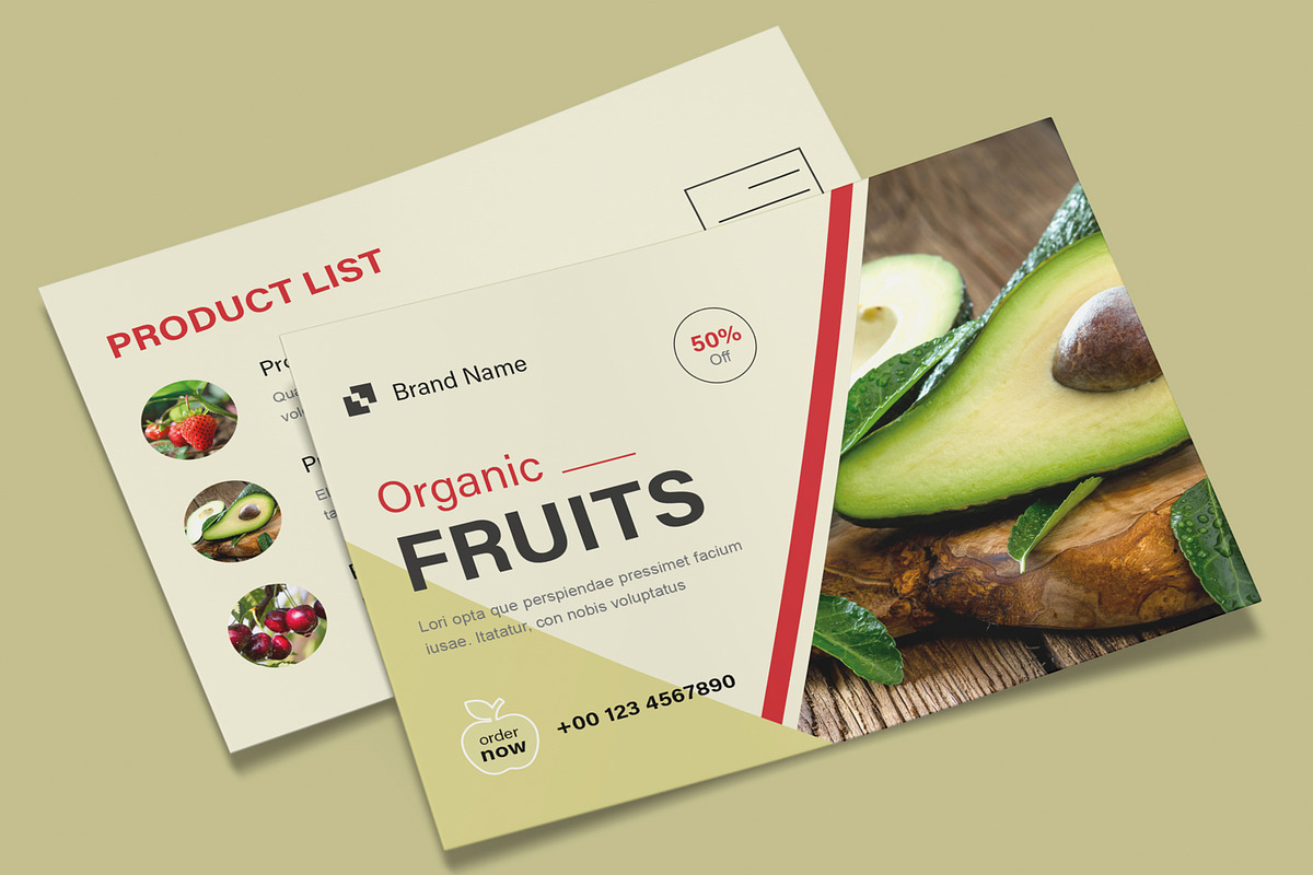 Organic Fruits Post Card Design, a Card Template by MightyDesign (Photo 2 of 8)