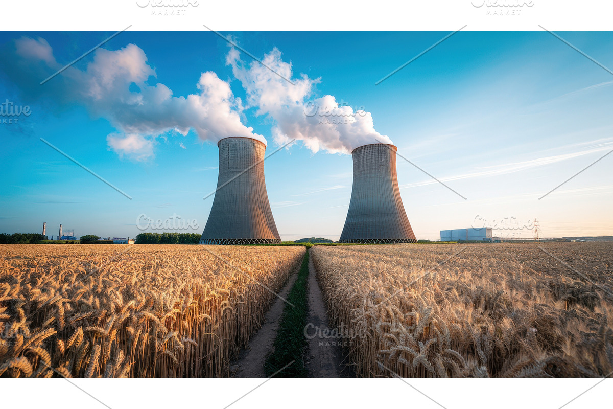 Nuclear power plant cooling towers, an Illustration by tilialucida