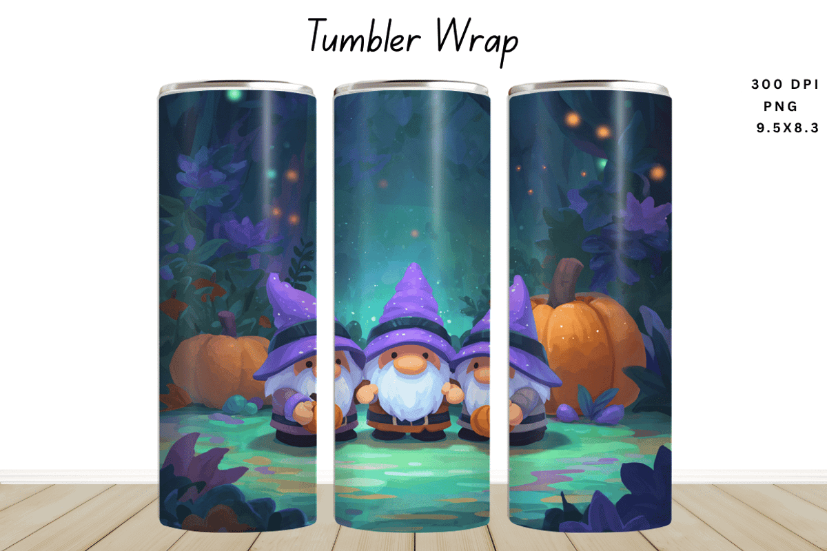 Spooky Halloween Gnome Tumbler Wrap, a Graphic by Cut File