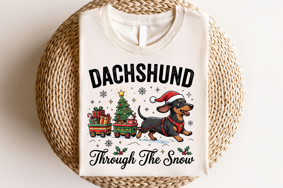 Dachshund Express Through the Snow, a Seasonal Illustration by CraftArtStudio (Photo 4 of 4)