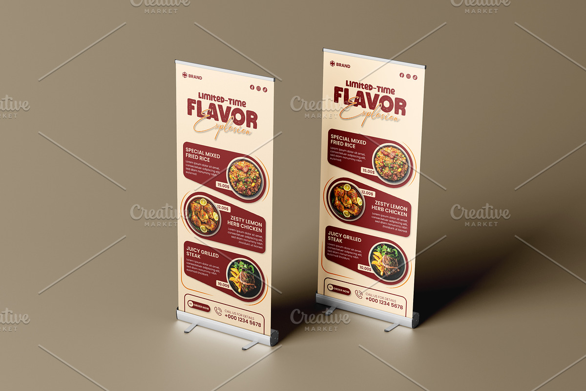 Modern Food Roll-Up Banner Template preview 2