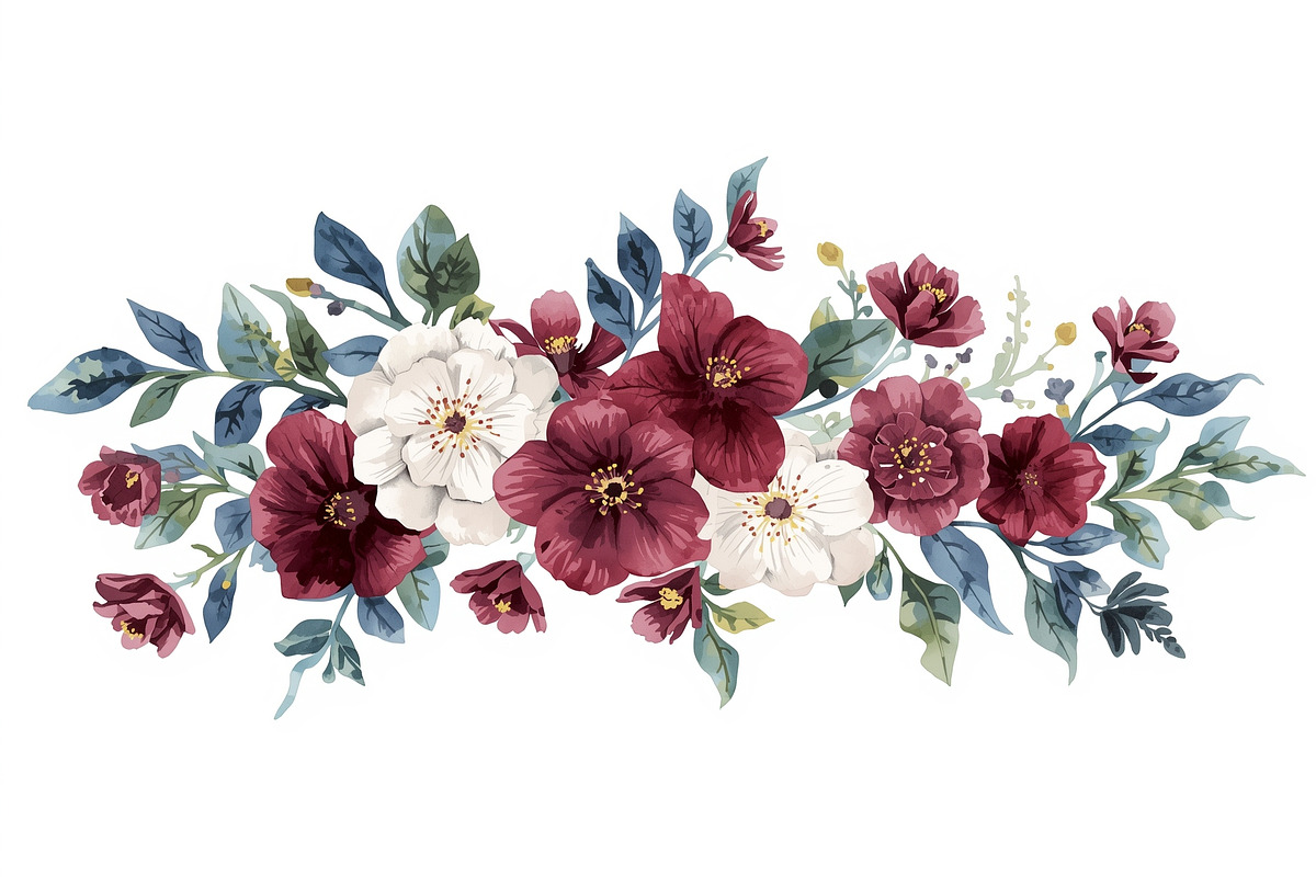 Burgundy Floral Clipart Set, an Illustration by Designer_Momina (Photo 8 of 16)
