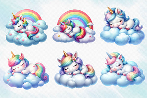 Sleeping Cute Unicorn Clipart