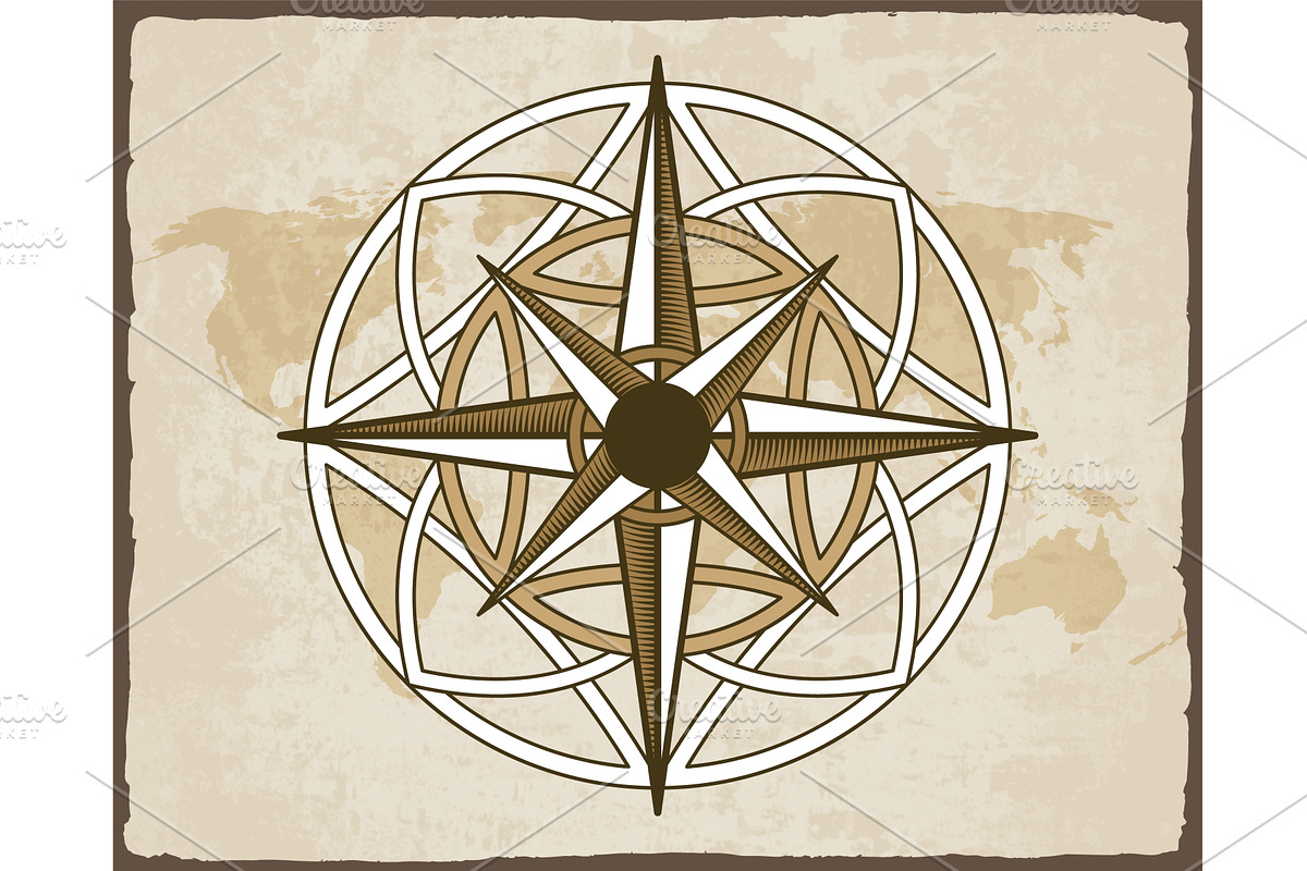 Retro nautical compass. Hand, an Object Illustration by Things for designers