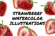 Strawberry Watercolor Illustrations, a Food Illustration by wedraw (Thumbnail 1 of 3)