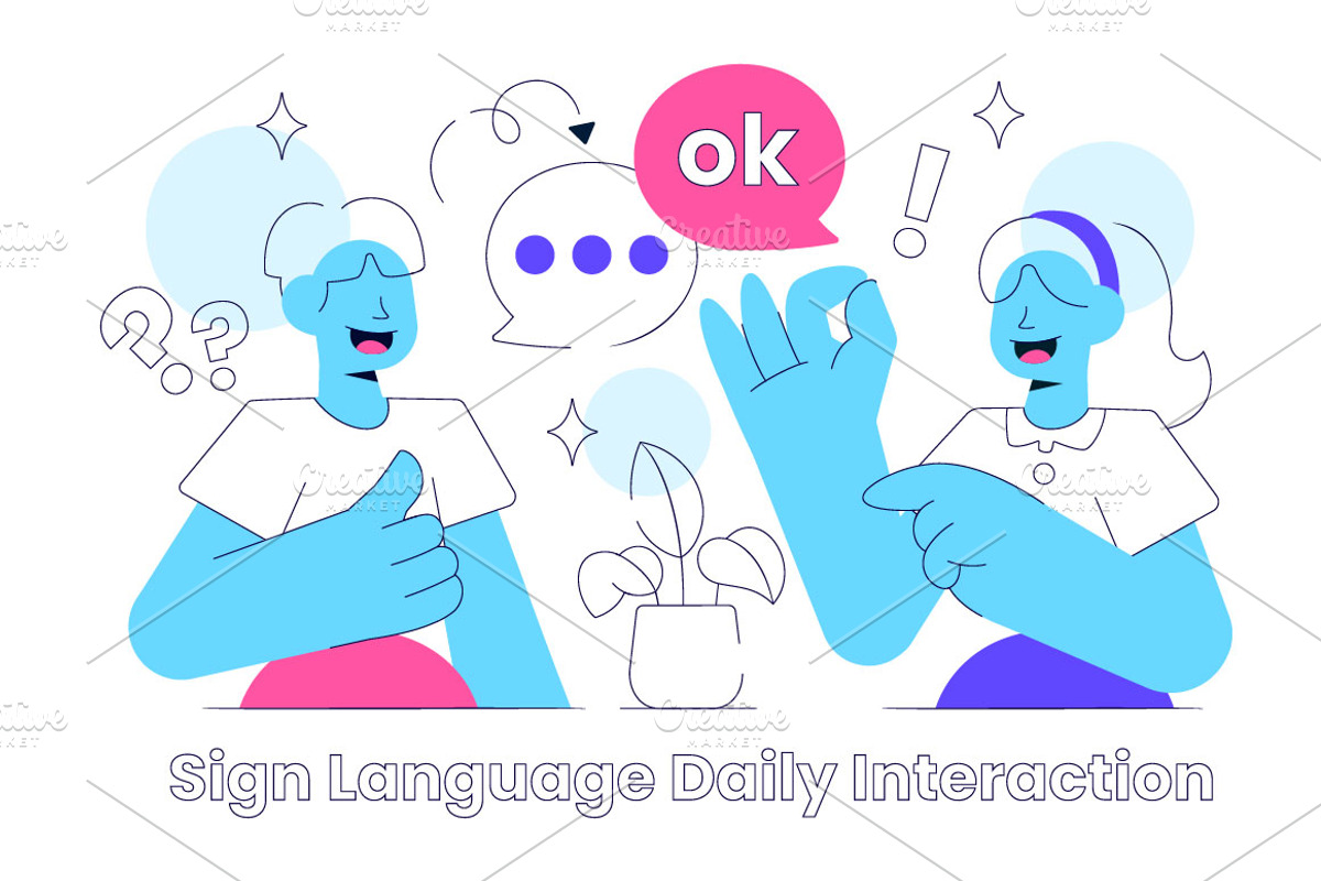 10 Sign Language Daily Interaction, a Healthcare Illustration by denayunebgt (Photo 4 of 4)