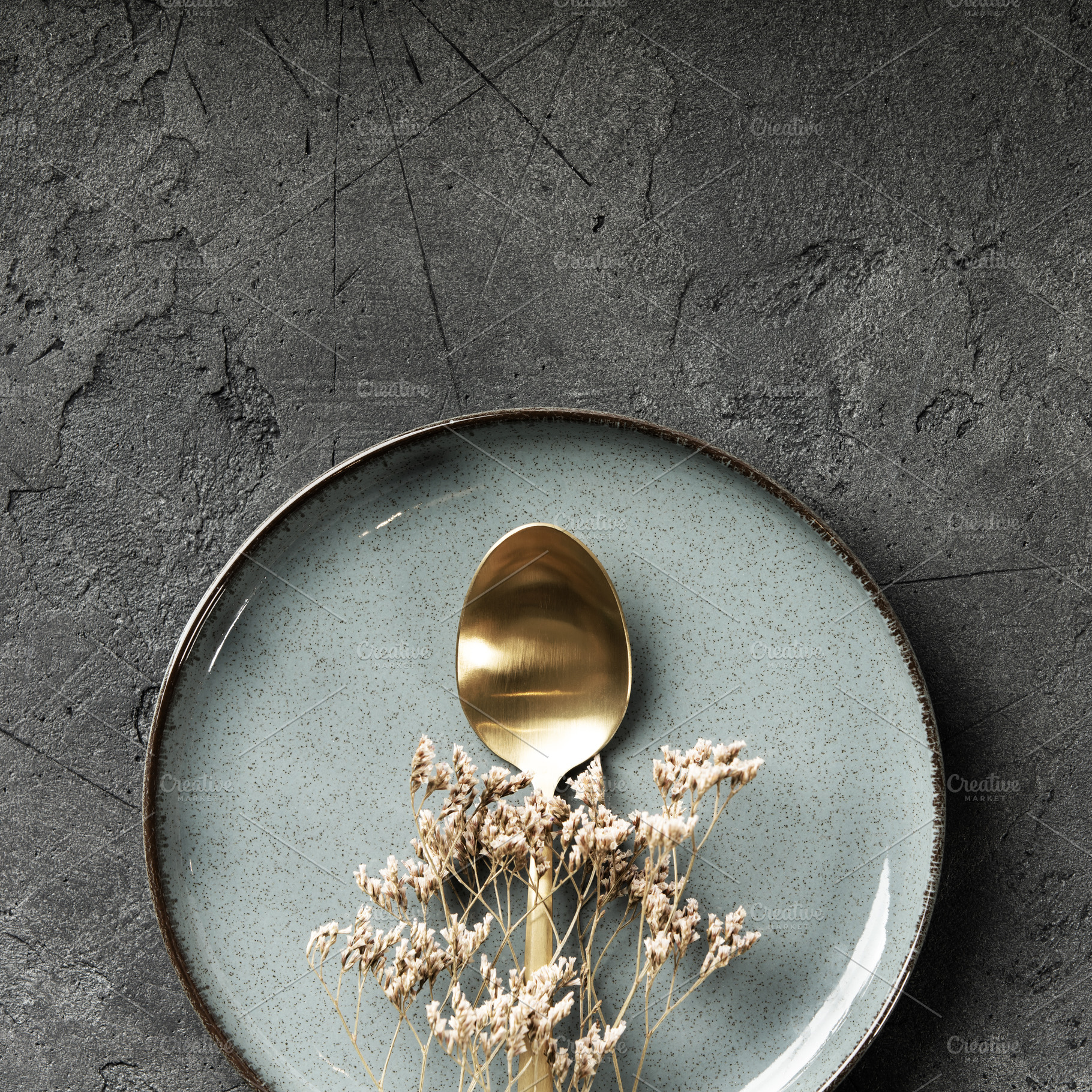 Elegant Culinary Flat-Lay Collection with Gold Cutlery, Vintage, a Food & Drink Photo by Natalia Klenova's Shop