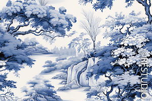 CALM SCENERY. Toile De Jouy Seamless